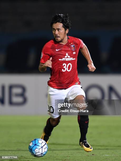 Shinzo Koroki of Urawa Red Diamonds in action during the AFC Champions League quarter final first leg match between Kawasaki Frontale and Urawa Red...