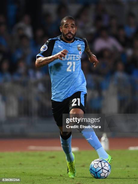 Eduardo Neto of Kawasaki Frontale in action during the AFC Champions League quarter final first leg match between Kawasaki Frontale and Urawa Red...