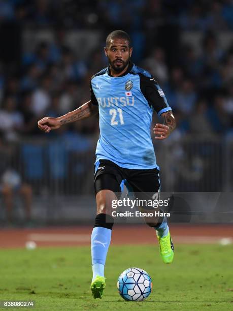 Eduardo Neto of Kawasaki Frontale in action during the AFC Champions League quarter final first leg match between Kawasaki Frontale and Urawa Red...