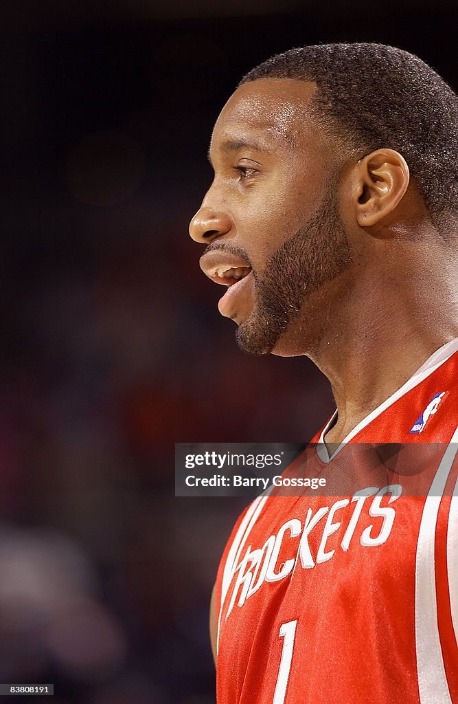 T Mac Rockets Tracy McGrady of the Houston Rockets looks up court during the game ...
