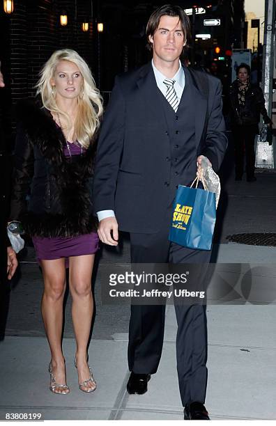 Heidi Strobel and Husband 2008 MLB World Series MVP Cole Hamels visit "Late Show with David Letterman" at the Ed Sullivan Theater on October 30, 2008...