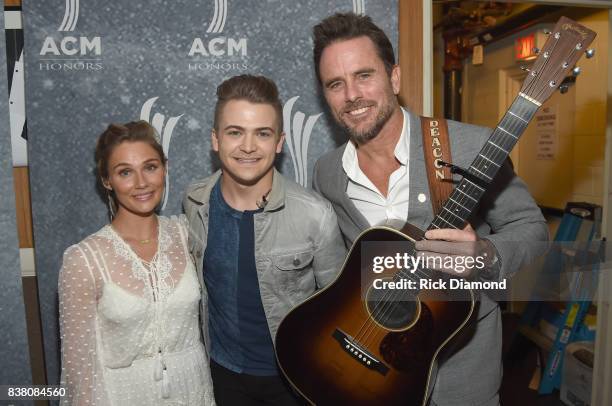 Clare Bowen, Hunter Hayes, and Charles Esten attend the 11th Annual ACM Honors at the Ryman Auditorium on August 23, 2017 in Nashville, Tennessee.