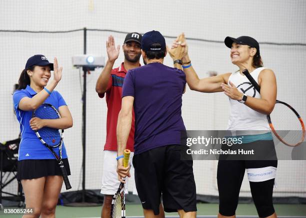 Head tennis pro for Vanderbilt tennis club Eldad Zvulun, Sportscaster Michelle Yu, American tennis player James Blake and CEO of Flywheel Sarah Robb...