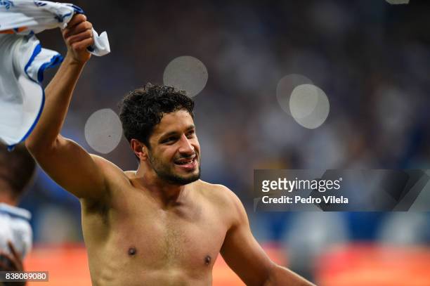 Leo of Cruzeiro celebrates the result of the penalty against Gremio during a match between Cruzeiro and Gremio as part of Copa do Brasil Semi-Finals...