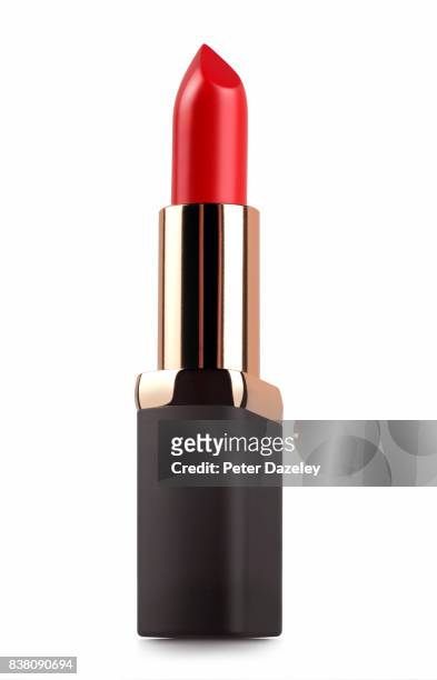 close up of red lipstick - lippenstift stock-fotos und bilder