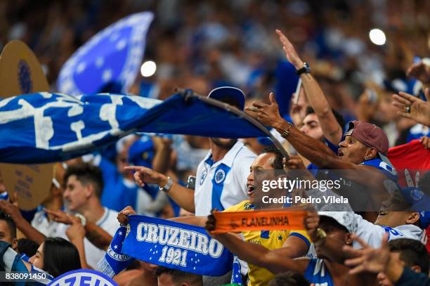 Fans of Cruzeiro celebrates the result of the penalty against Gremio during a match between Cruzeiro and Gremio as part of Copa do Brasil Semi-Finals...