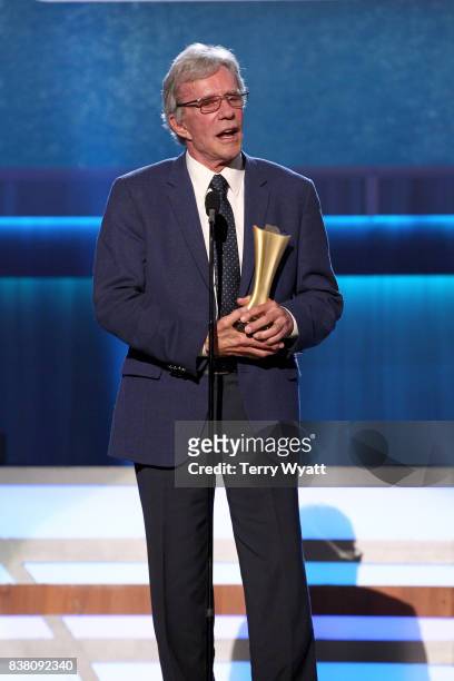 Bob Kingsley accepts the Mae Boren Acton Award onstage during the 11th Annual ACM Honors at the Ryman Auditorium on August 23, 2017 in Nashville,...