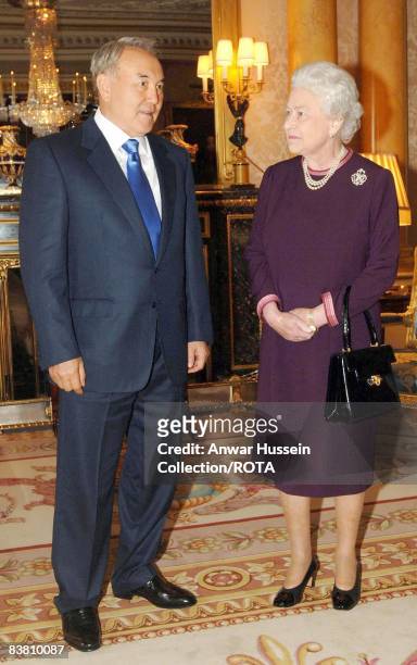 Queen Elizabeth II receives the President of the Republic of Kazakhstan, Nursultan Nazarbayev, at Buckingham Palace, November 21 2006. The President...
