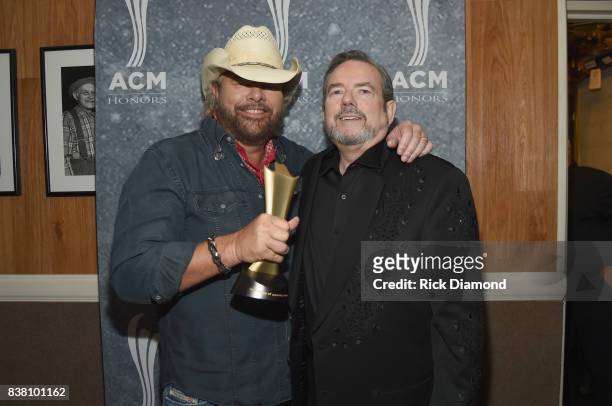Toby Keith and Jimmy Webb attend the 11th Annual ACM Honors at the Ryman Auditorium on August 23, 2017 in Nashville, Tennessee.