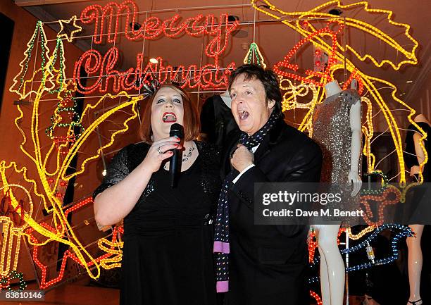 Peter Kay and Sir Paul McCartney attend a private party to see the Christmas lights switch on at the Stella McCartney store, on November 24, 2008 in...