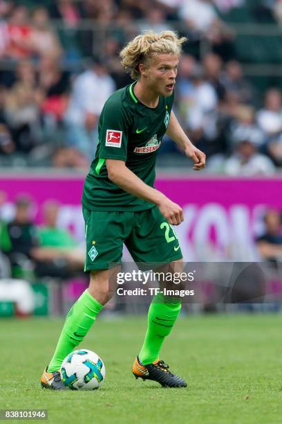 Jesper Verlaat of Bremen controls the ball during the Telekom Cup 2017 Final between SV Werder Bremen and FC Bayern Muenchen at Borussia Park on July...