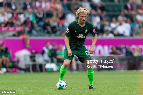 Jesper Verlaat of Bremen controls the ball during the Telekom Cup 2017 Final between SV Werder Bremen and FC Bayern Muenchen at Borussia Park on July...