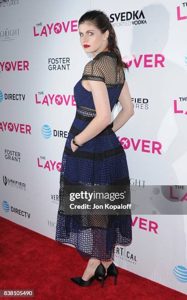 Actress Alexandra Daddario arrives at Los Angeles Premiere "The Layover" at ArcLight Hollywood on August 23, 2017 in Hollywood, California.