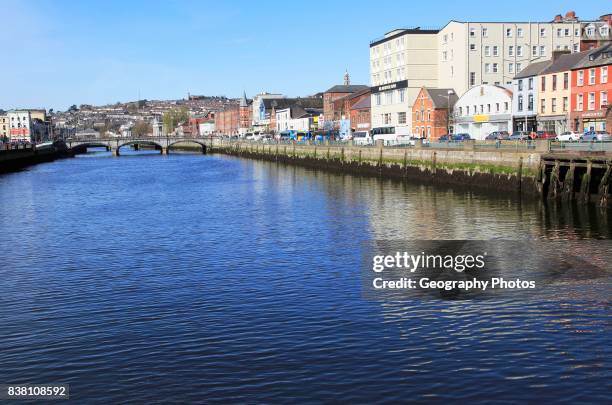 Colorful buildings on Patrick's Quay, River Lee, City of Cork, County Cork, Ireland, Irish Republic.