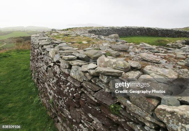 Knockdrum Iron Age stone fort perimeter defensive walls, near Castletownshend, County Cork, Ireland, Irish Republic.