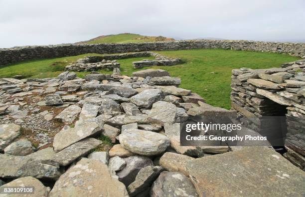 Knockdrum Iron Age stone fort perimeter defensive walls, near Castletownshend, County Cork, Ireland, Irish Republic.