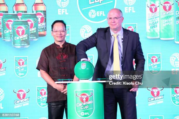 The EFL CEO Shaun Harvey and Carabo China CEO James Huang attend the Rundown for Carabo Press Conference & the Carabo Cup 3rd Round Draw on August...