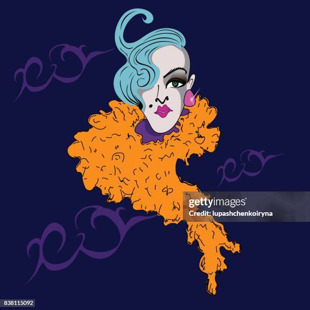 ilustrações de stock, clip art, desenhos animados e ícones de vector portrait of a young man in a provocative outfit - travesti