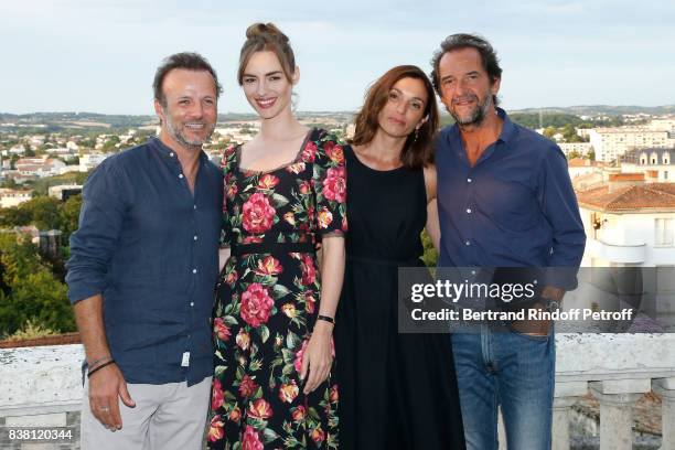 Actors of the movie "L'un dans l'autre", Pierre-Francois Martin-Laval, Louise Bourgoin, Aure Atika and Stephane De Groodt attend the 10th Angouleme...