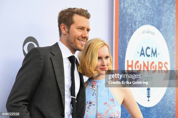 Musician Danny Rader and Leah Rader attend the 11th Annual ACM Honors at the Ryman Auditorium on August 23, 2017 in Nashville, Tennessee.