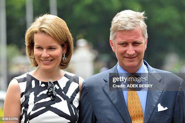 Prince Phillipe and Princess Mathilde of Belgium pose for a photo after a meeting in Bandung on November 25, 2008. Prince Phillipe and Princess...