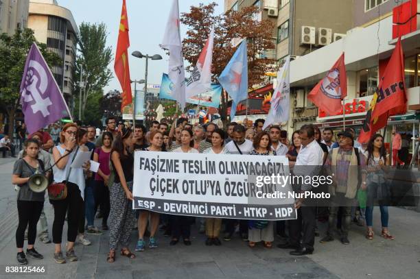Leftists protest against the Turkish government in Ankara, Turkey on August 23, 2017. The protesters demand that the Socialist Party of the Oppressed...