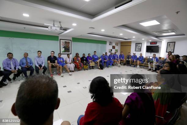 General view as Australian Cricketers visit the Oxfam Office during an Australian Test Cricket Team media opportunity at Oxfam on August 24, 2017 in...