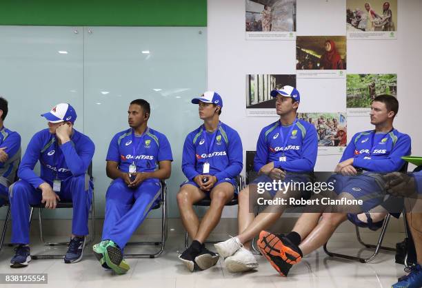 General view as Australian Cricketers visit the Oxfam Office during an Australian Test Cricket Team media opportunity at Oxfam on August 24, 2017 in...