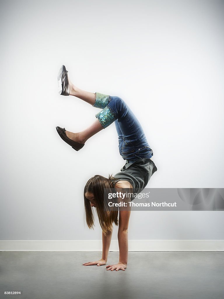 Girl doing handstand