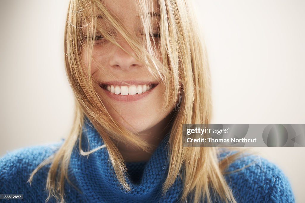 Young woman, eyes closed portrait