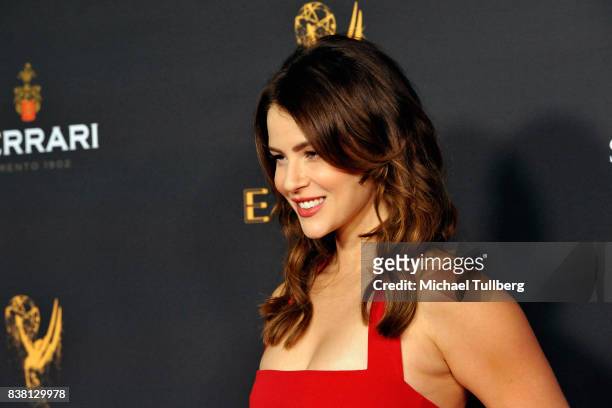 Actress Linsey Godfrey attends the Television Academy's cocktail reception with stars of daytime television celebrating the 69th Emmy Awards at Saban...