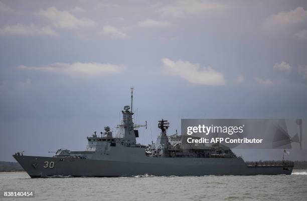 Royal Malaysian Navy war ship "KD Lekui" takes part in the rescue operation for the missing sailors from the USS John S. McCain off the Johor coast...