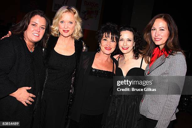 Rosie O'Donnell, Christine Ebersole, Chita Rivera, Bebe Neuwirth and Linda Eder pose at the 2008 Rosie�s For All Kids Foundation and Rosie�s Broadway...