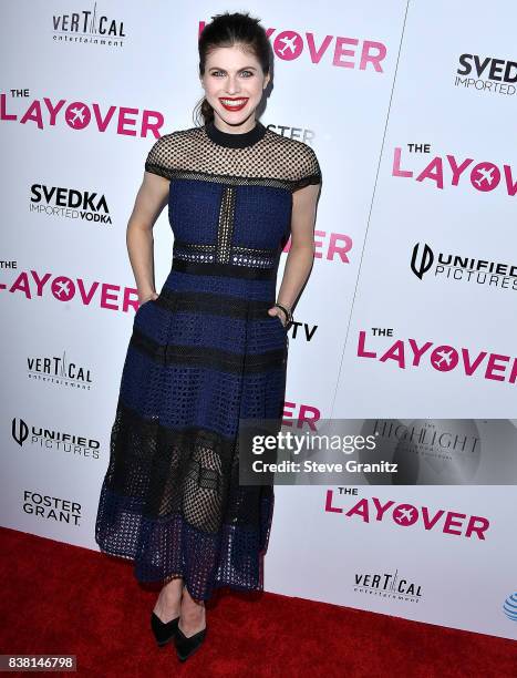 Alexandra Daddario arrives at the Premiere Of DIRECTV And Vertical Entertainment's "The Layover" at ArcLight Hollywood on August 23, 2017 in...