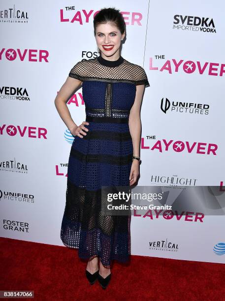 Alexandra Daddario arrives at the Premiere Of DIRECTV And Vertical Entertainment's "The Layover" at ArcLight Hollywood on August 23, 2017 in...