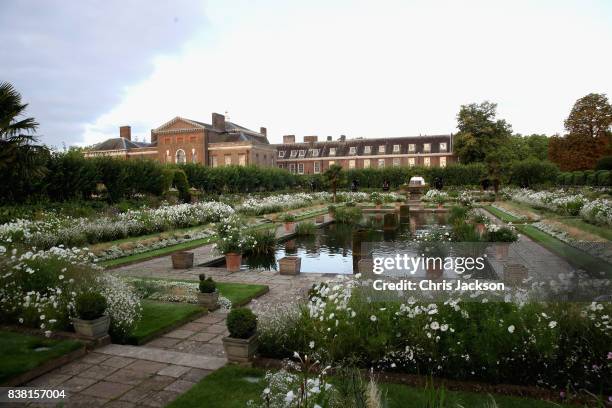 General view of the Princess Diana 'White Garden' at Kensington Palace on August 24, 2017 in London, England. Princess Diana lived at Kensington...