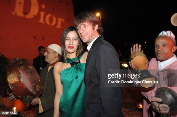 Zoe Felix and Benjamin Rolland arrive at the Dior party at the Souleiman palace during the 8th Marrakesh Film Festival on November 21, 2008 in...