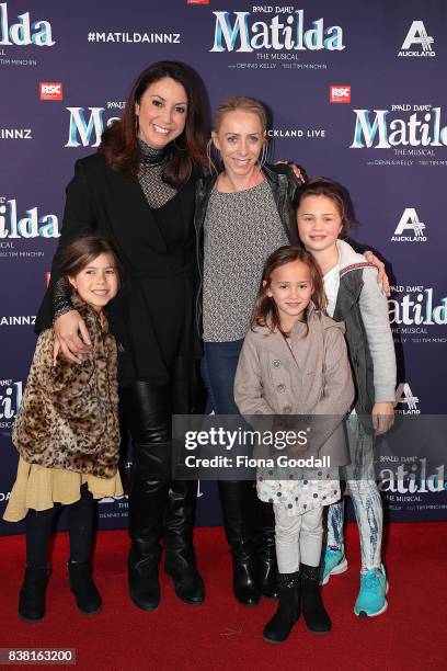 Miriama Kamo and daughter Te Rerehua and friends attend the opening night of Matilda the Musical at Civic Theatre on August 24, 2017 in Auckland, New...