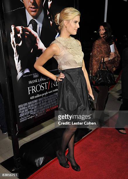Actress Maggie Grace arrives at the Los Angeles premiere of "Frost/Nixon" held at the Academy of Motion Picture Arts and Science on November 24, 2008...