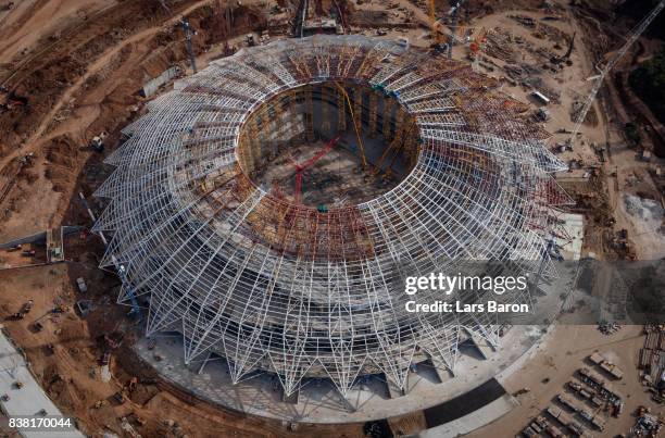 General view of the construction site of Samara Arena on August 24, 2017 in Samara, Russia.