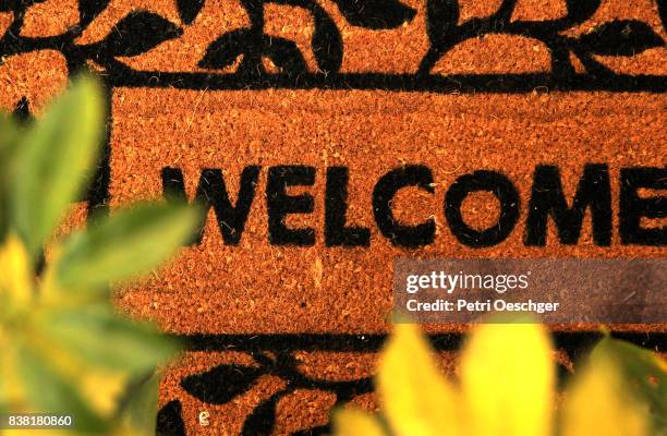 welcome mat - above the threshold stockfoto's en -beelden