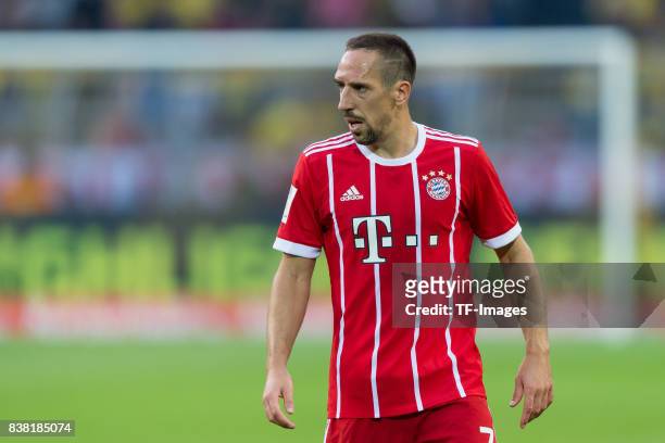 Franck Ribery of Bayern Muenchen looks on during the DFL Supercup 2017 match between Borussia Dortmund and Bayern Muenchen at Signal Iduna Park on...
