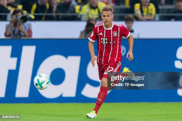 Joshua Kimmich of Bayern Muenchen controls the ball during the DFL Supercup 2017 match between Borussia Dortmund and Bayern Muenchen at Signal Iduna...