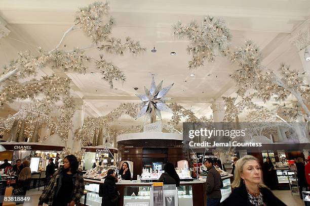 Interior shots of Saks Fifth Avenue at the launch of the Holiday Season with 5th Annual Snowflake Spectacular at Saks Fifth Avenue on November 24,...