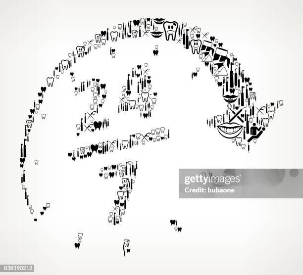 24/7 service dentist and dental vector icon pattern - root canal stock illustrations