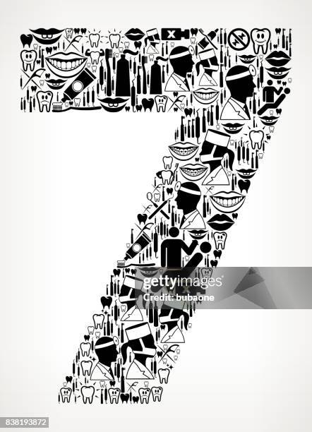number 7 dentist and dental vector icon pattern - floss pattern stock illustrations