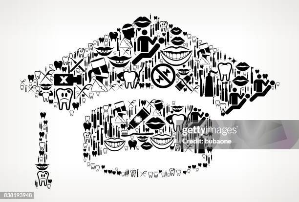 graduation cap dentist and dental vector icon pattern - college nursing students stock illustrations