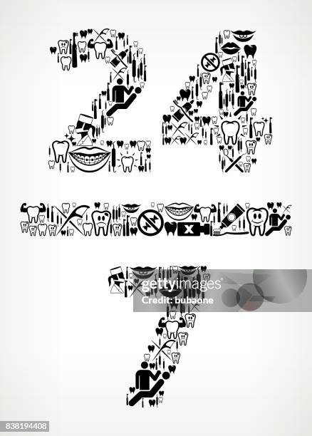 24/7 service dentist and dental vector icon pattern - standardized test stock illustrations