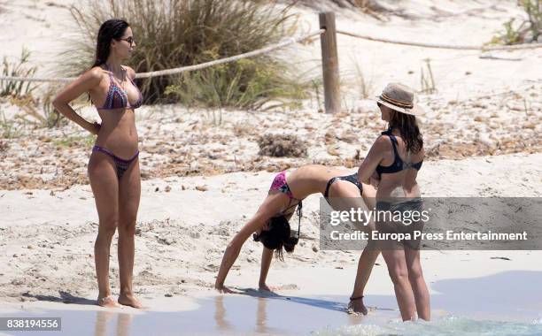 Ariadne Artiles , her mother Aida Cardenosa and her sister Aida Artiles are seen on July 22, 2017 in Ibiza, Spain.