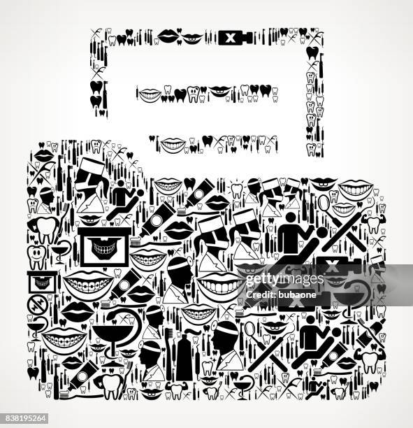 folder & document dentist and dental vector icon pattern - dentist computer stock illustrations